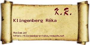 Klingenberg Réka névjegykártya